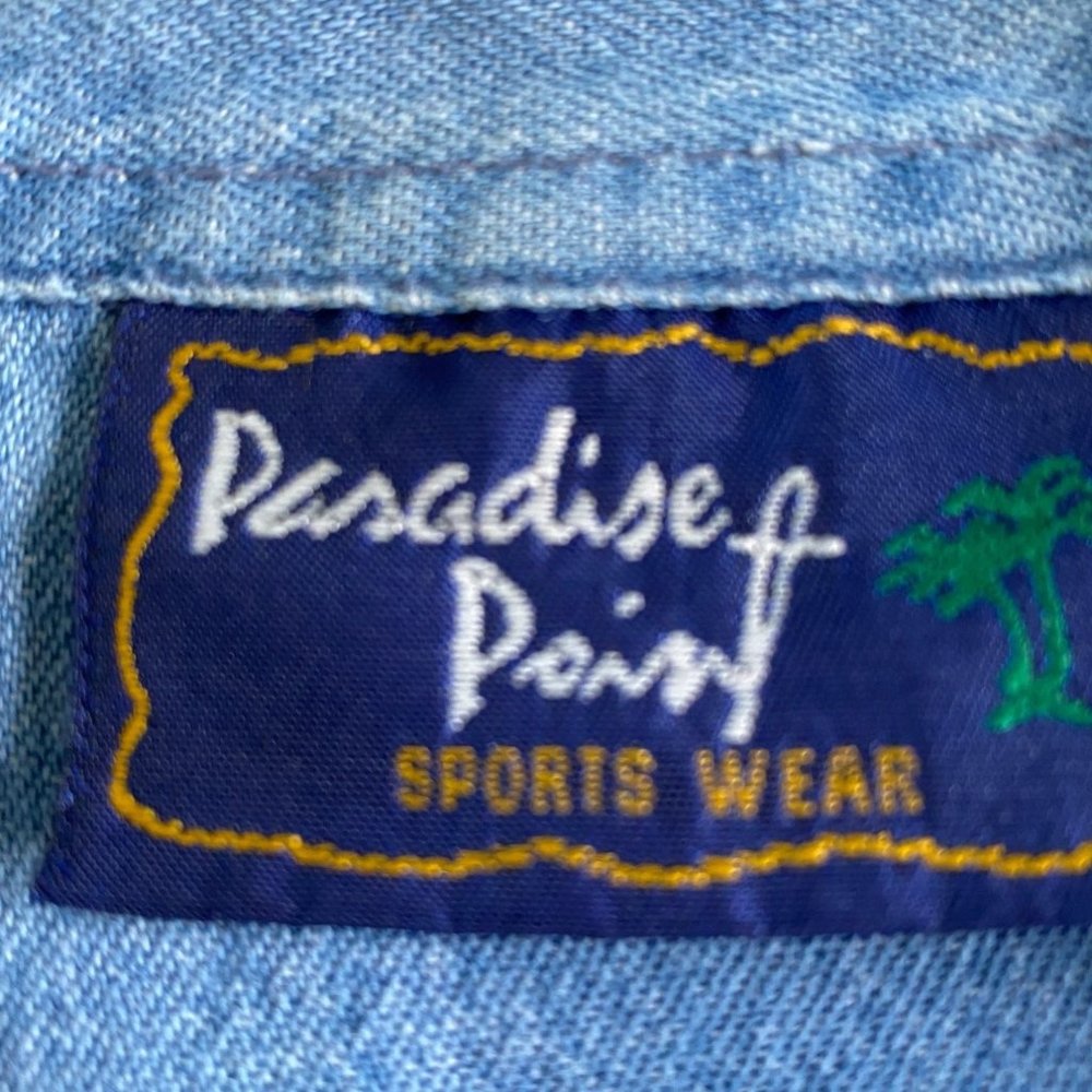 Paradise Point Vtg. Blue Denim "Coca-Cola" Shirt with Pointed Collar Size XL Y2K - Picture 3 of 13